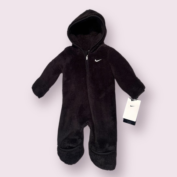 NWT Baby Nike Black Fleece Zip Front Hoodie One Piece Size 6 Months - Picture 2 of 8